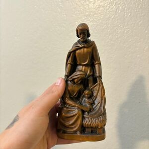 Holy Family Nativity Vintage Rare Christmas Figure Jesus Mary Joseph Press Wood